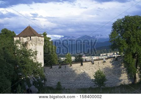 View of the Musegg Wall in Lucerne , Switzerland