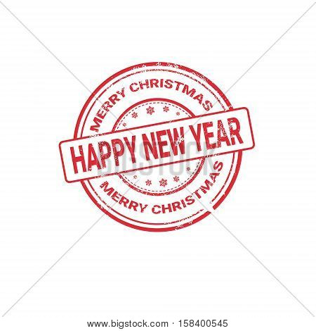 Happy New Year Merry Christmas Greeting Card Decoration Laber Web Icon Flat Vector Illustration
