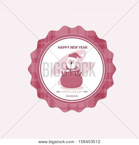 Happy New Year Merry Christmas Greeting Card Decoration Laber Web Icon Vector Illustration