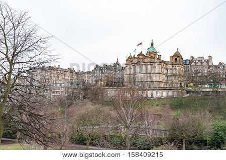 Edinburgh, Scotland, UK-circa July 2016:View of the city, several monuments and the Castle, Edinburgh, Scotland
