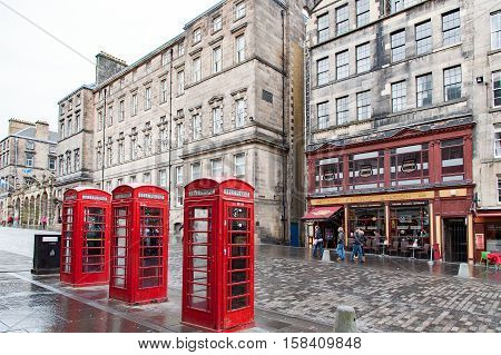 Edinburgh, Scotland, UK- july 18, 2016; Typical pub called Filling Station (details of the street the Royal Mile)