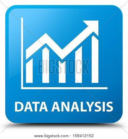 Data analysis (statistics icon) cyan blue square button