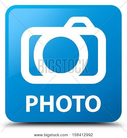 Photo (camera icon) cyan blue square button