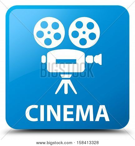 Cinema (video camera icon) cyan blue square button