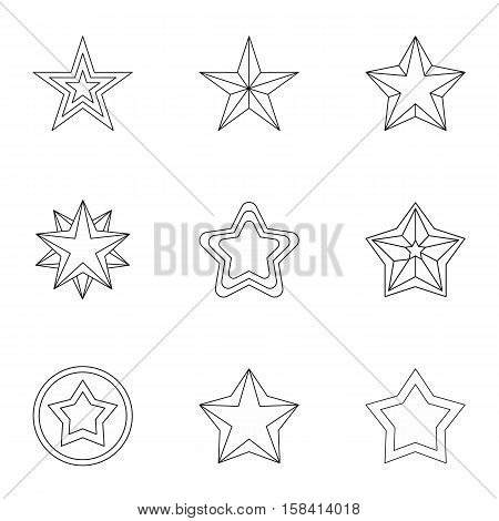 Types of stars icons set. Outline illustration of 9 types of stars vector icons for web
