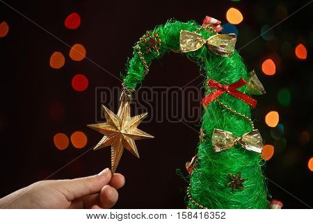Handmade Christmas tree close up as a background!