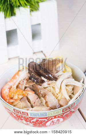 chinese tradition, birthday misua or noodles for long life
