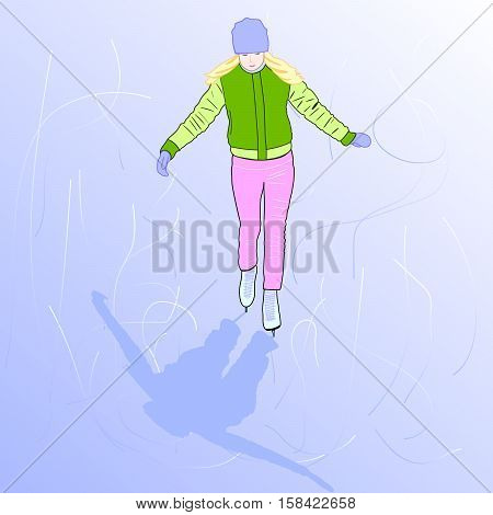 Girl skates vector illustration vector object a girl on skates