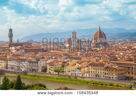 Florence cityscape with Duomo Santa Maria Del Fiore from Piazzale Michelangelo, Italy