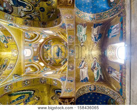 Ceiling In The Church Martorana. Palermo, Sicily, Italy.