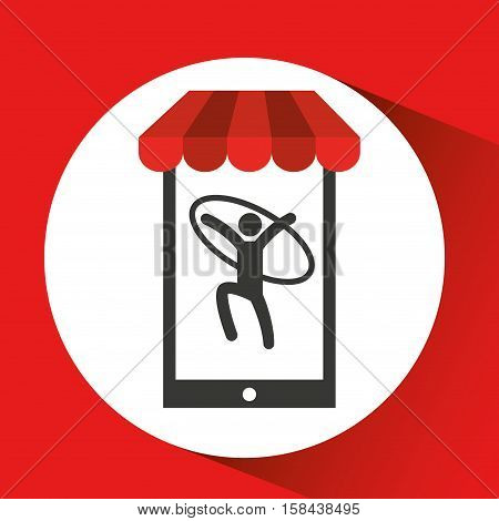 mobile phone silhouette sportman gymnastic ring vector illustration eps 10
