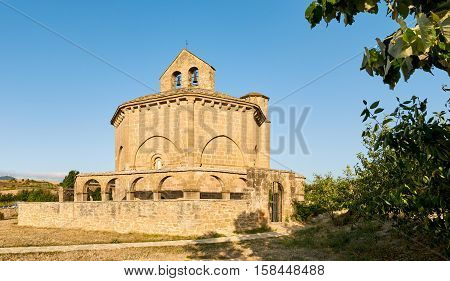 Santa María de Eunate is an ancient octagonal templar church on the Road to Santiago