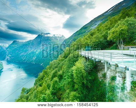 View On Geirangerfjord From Flydasjuvet Viewpoint Norway