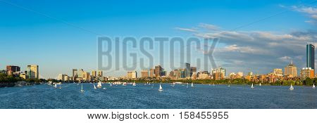 Boston Massachusettes Back Bay Distric with dark clouds behind