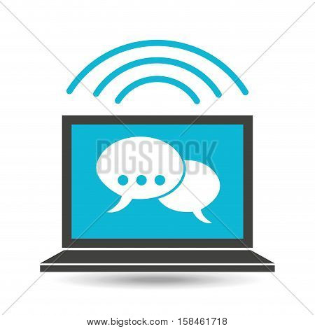 social media laptop bubble speech vector illustration eps 10