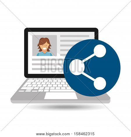 laptop social profile share vector illustration eps 10