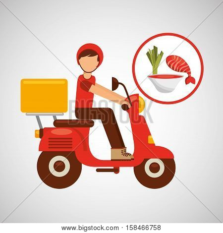 delivery boy ride motorcycle vector illustration eps 10