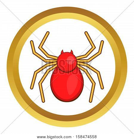 Computer bug vector icon in golden circle, cartoon style isolated on white background