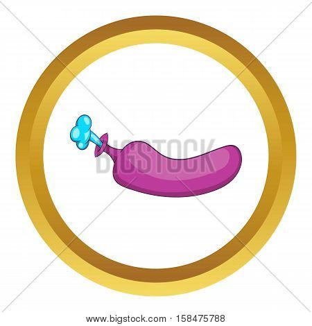 Whoopee cushion toy vector icon in golden circle, cartoon style isolated on white background