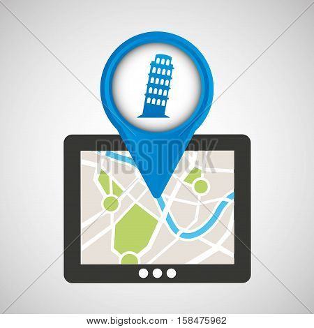 mobile device pisa tower gps map vector illustration eps 10