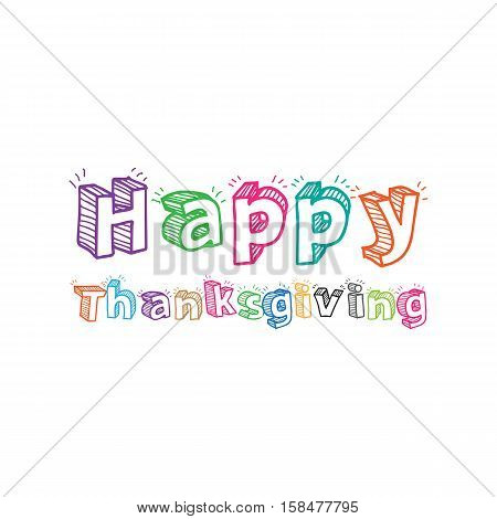 happy thanks giving simple hand lettering vector full color