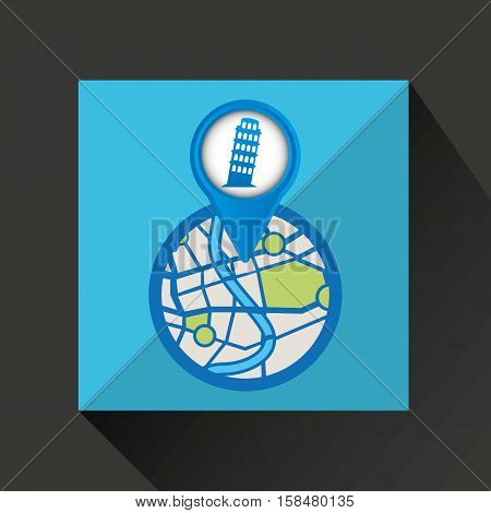 mobile device pisa tower gps map vector illustration eps 10