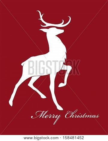 illustration of silhouette of a majestic deer standing c raised paw on a red background