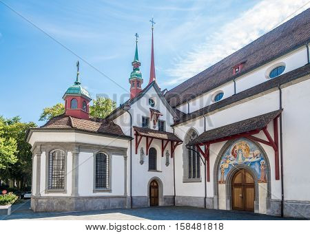 Entry to Franziskan church in Luzern of Switzerland