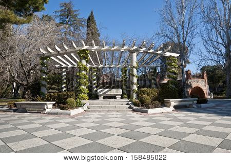 Pergola in Cecilio Rodriguez Gardens Retiro Park Madrid Spain