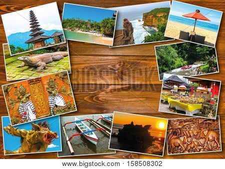 Set of images with views of Bali island, Indonesia