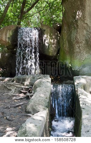 Falls In Park In The Crimea