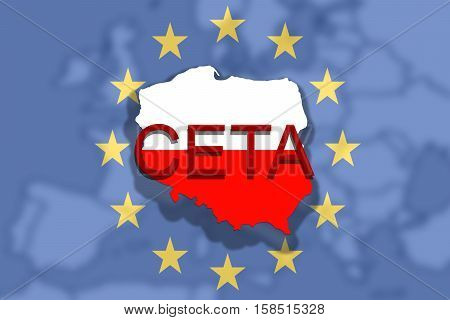 Ceta - Comprehensive Economic And Trade Agreement On Euro Union And Poland Map