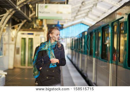Beautiful Young Woman Waiting For A Train