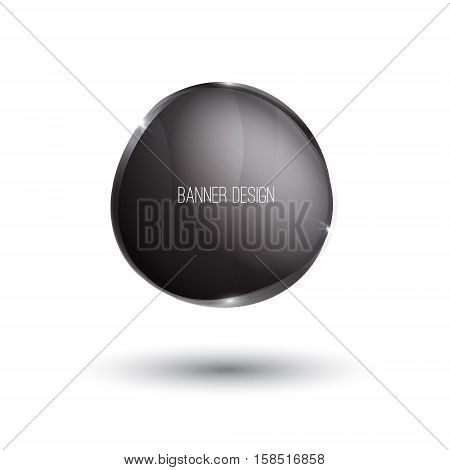 Vector shiny glossy banner with black round metallic surfice