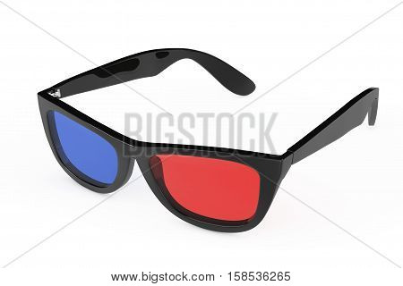 3D Glasses in Retro Style on a white background. 3d Rendering