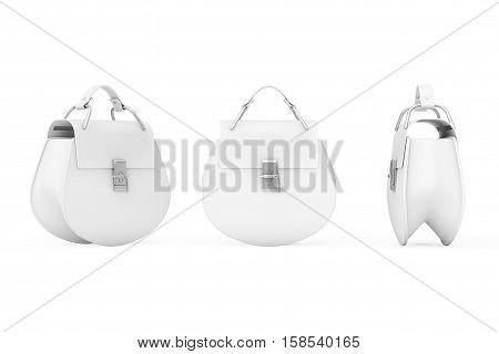 Luxury White Leather Women Bags on a white background. 3d Rendering