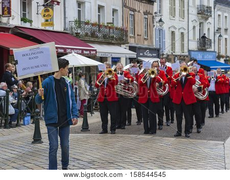 Amboise, France - June 2016: Bollington brass band at street
contest in Amboise