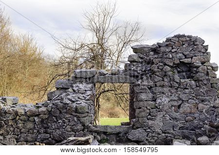 Remains of wall at White's Factory a sawmill in Acushnet Massachusetts