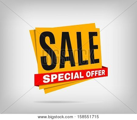 Sale banner on a gray background. Discount poster. Vector illustrration eps 10