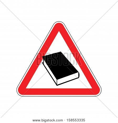 Book Warning Sign Yellow. Reading Hazard Attention Symbol. Danger Road Sign Triangle Psalterium