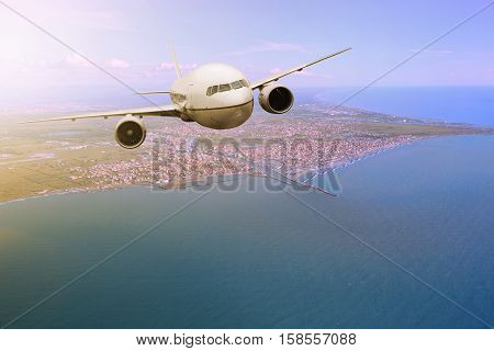 passenger plane flying from Fiumicino - Leonardo da Vinci International Airport rome italy