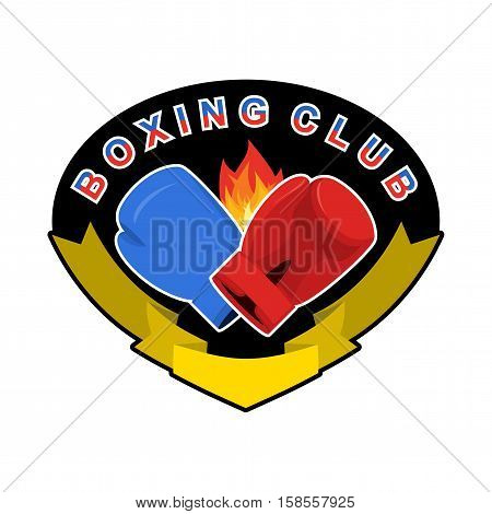 Boxing Emblem. Gred And Blue Loves. Logo For Sports Team And Club. Combat Badge For Athletes