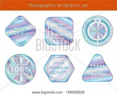Holographic set geometric shapes illustration sticker quality emblem