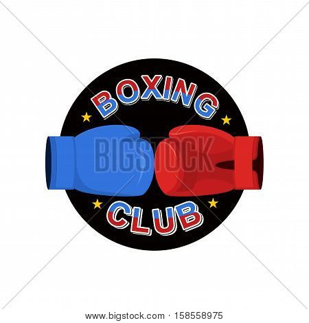 Boxing Emblem. Gred And Blue Loves. Logo For Sports Team And Club. Combat Badge For Athletes