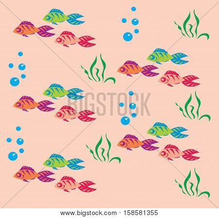 fish aquarium background vector set coloured multicolor