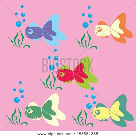fish aquarium background vector set coloured multicolor
