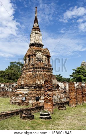 Detail of a chedi or stupa at Wat Mahathat Temple of the Great Relic a Buddhist temple in Ayutthaya central Thailand