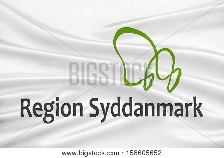 Flag of Southern Denmark Region. 3d illustration