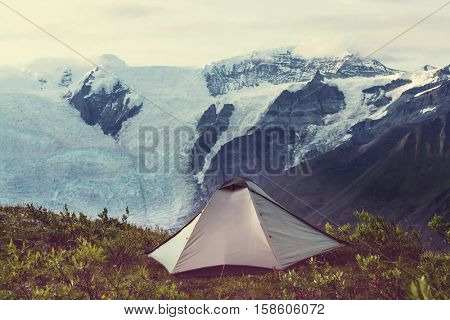 Hicker's tent in the mountains