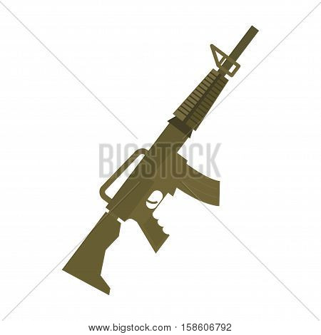 Rifle Isolated. Machine Gun On White Background. Military Weapon